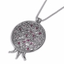 Rafael Jewelry Filigree Pomegranate with Gemstones and 925 Sterling Silver Necklace - 2
