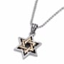 Rafael Jewelry Double Star of David 925 Sterling Silver and 9K Gold Necklace - 1