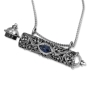 Rafael Jewelry Sterling Silver Filigree Mezuzah Sapphire and Garnet Necklace  - 3