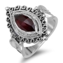Rafael Jewelry Sterling Silver and Red Garnet Swirls Ring   - 2
