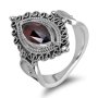 Rafael Jewelry Sterling Silver and Red Garnet Swirls Ring   - 1