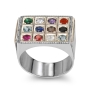 Silver and Gold Hoshen Men's Ring with Diamond and Gemstones - 2