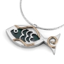 Rafael Jewelry Eilat Stone, Silver and Gold Filled Fish Necklace - 1