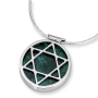 Sterling Silver and Eilat Stone Circle Necklace With Star of David Design - 1