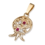 Rafael Jewelry 14K Yellow Gold Pomegranate Pendant with Ruby & Lavender Stones - 1