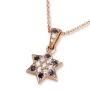 Rafael Jewelry 18K Rose Gold Star of David Pendant with Diamonds & Sapphire Stones - 1