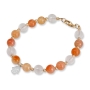 Rafael Jewelry Gold Plated Silver and Zircon Hamsa Bracelet with Orange Agate and Crystal Beads - 1