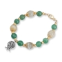 Rafael Jewelry Gold Plated Silver Pomegranate Bracelet with Green Agate & Amazonite Beads  - 1
