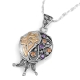 Rafael Jewelry Sterling Silver & 9K Gold Pomegranate Pendant with Amethyst & Citrine Stones - 1