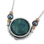Rafael Jewelry Sterling Silver Circular Eilat Stone Pendant with Gold Plated Beads & Pearls - 1