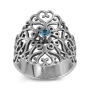 Rafael Jewelry Sterling Silver Filigree Ring with Blue Topaz Stone - 1