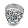 Rafael Jewelry Sterling Silver Filigree Ring with Blue Topaz Stone - 2