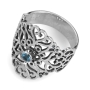 Rafael Jewelry Sterling Silver Filigree Ring with Blue Topaz Stone - 3
