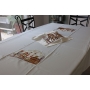 Stain Resistant Tan Jerusalem Embroidery-on-Both-Ends Shabbat Tablecloth Set - 4