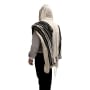 Handwoven Black & Silver Pattern Tallit (Prayer Shawl) Set from Rikmat Elimelech - 3