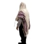 Handwoven Purple Pattern Tallit (Prayer Shawl) Set from Rikmat Elimelech - 4