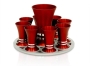 Nadav Art Anodized Aluminum Kiddush and Liquor Set - Modern Design with 8 Cups (Choice of Colors) - 8
