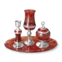 Luxurious Handcrafted Glass and Sterling Silver Havdalah Set (Red) - 2