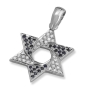 Star of David 14K White Gold Diamond and Sapphire Necklace  - 2