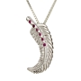 White Gold Leaf with Rubies Necklace  - 2
