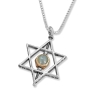 Sterling Silver Star of David and Solomon with Gold-Framed Chrysoberyl Stone - 3