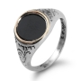 Sterling Silver Goshen Ani Ledodi Ring with Gold-Edged Onyx Stone (Five Metals) - Song of Songs 6:3 - 2