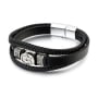 Men's Star of David Black Leather Bracelet with Magnetic Clasp - 2