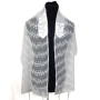 Ronit Gur Sheer Off-White Swirls Tallit Set with Blessing - 1