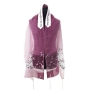 Ronit Gur Rose Pink Tallit with Floral Pattern - 1