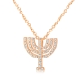 18K Gold Menorah Pendant Necklace With White Diamonds By Yaniv Fine Jewelry - 6