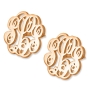 24K Rose Gold Plated Cursive Monogram KK Font Initial Earrings - 1