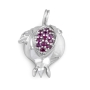 Rafael Jewelry Handcrafted 14K White Gold Pomegranate Pendant Necklace With Pink Ruby Stones - 7