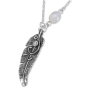 Sterling Silver Feather Necklace with Zircon - 1