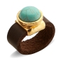 SEA Smadar Eliasaf Baby Blues Brown Leather Gold-Plated Turquoise Ring - 2