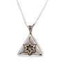Silver and Gold Star of David Lily Necklace with Microfilm Book of Psalms  - 2
