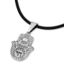 Sterling Silver Hamsa Necklace with Chai - 2