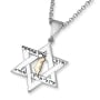 No Other Land: Silver and Gold Star of David Pendant Necklace for Men - 2