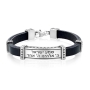 Shema Israel: Silver and Leather Bracelet with Stars of David - Choice of Colors - 3