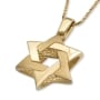 14K Yellow Gold Reversible Interlocking Star of David Pendant Necklace - 1