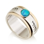 925 Sterling Silver & 9K Gold Ani Ledodi Spinning Ring with Opal Stone - Song of Songs 6:3 - 2