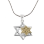 Silver and Gold Nested Star of David Necklace - 1