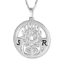 Silver Disc Necklace with Initials (Hebrew / English) - 1