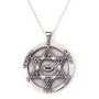   Silver Disk Star of David Necklace - Shema Israel - 1