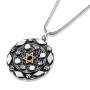 925 Sterling Silver Pendant with Gold Star of David and Protective Prayer - 2