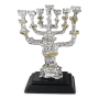 Silver-Plated and Gold-Accented Seven-Branched Menorah With Hoshen Design - 3