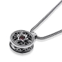 Silver Star of David Filigree Necklace with Microfilm Book of Psalms & Garnet Stone - 2