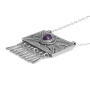Traditional Yemenite Art Handcrafted Sterling Silver Filigree Box Necklace With Purple Amethyst Stone - 2