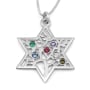 Birthstone Star of David and Tree of Life Necklace - Sterling Silver or Gold Plated - 1