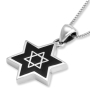 Sterling Silver Star of David Pendant Necklace with Onyx Filling - 5
