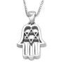 Sterling Silver Hamsa Necklace With Star of David - 3